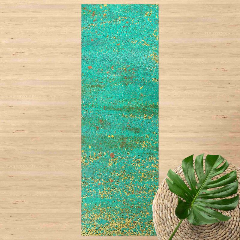 

Alfombras vinílicas - Shabby Colour Pigments Yellow And Turquoise - Panorámico Dimensión LxA: 90cm x 30cm