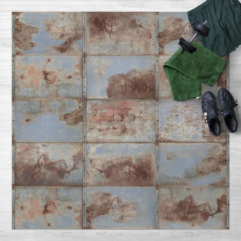 

Bilderwelten - Alfombras vinílicas - Shabby Industrial Metal Look - Cuadrado 1:1 Dimensión LxA: 140cm x 140cm