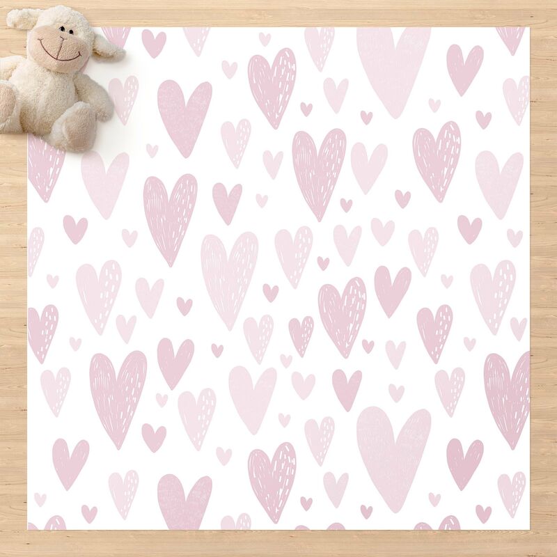 

Bilderwelten - Alfombras vinílicas - Small And Big Drawn Light Pink Hearts - Cuadrado 1:1 Dimensión LxA: 140cm x 140cm
