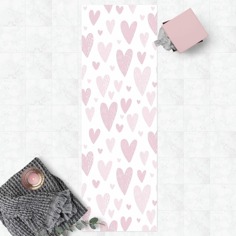 

Bilderwelten - Alfombras vinílicas - Small And Big Drawn Light Pink Hearts - Panorámico Dimensión LxA: 240cm x 80cm