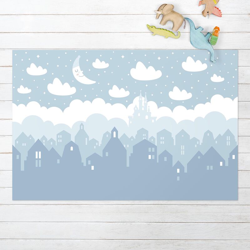 

Alfombras vinílicas - Starry Sky With Houses And Moon In Blue - Apaisado 2:3 Dimensión LxA: 80cm x 120cm