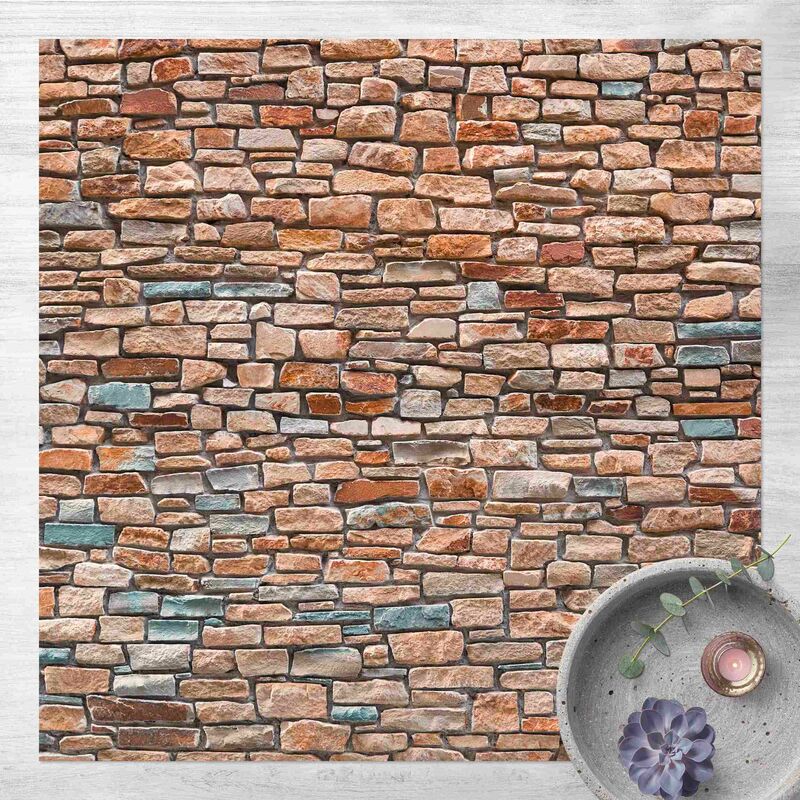 

Bilderwelten - Alfombras vinílicas - Stone Look Red Turquoise - Cuadrado 1:1 Dimensión LxA: 140cm x 140cm