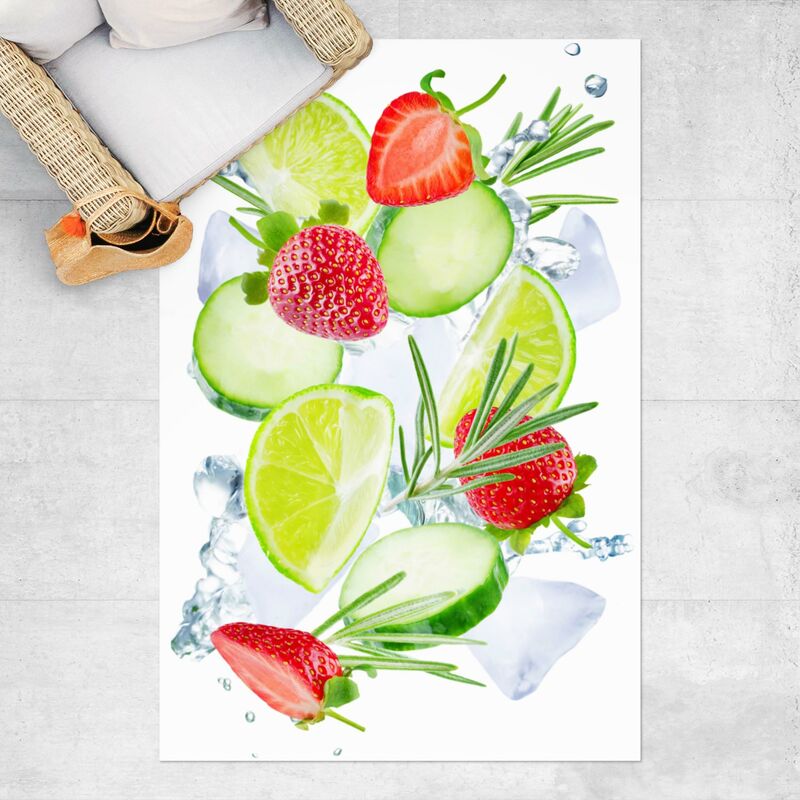 

Alfombras vinílicas - Strawberies Limes Ice Cubes Splash - Alto 3:2 Dimensión LxA: 90cm x 60cm