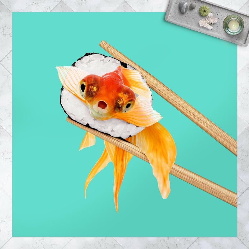 

Alfombras vinílicas - Sushi With Goldfish - Cuadrado 1:1 Dimensión LxA: 80cm x 80cm