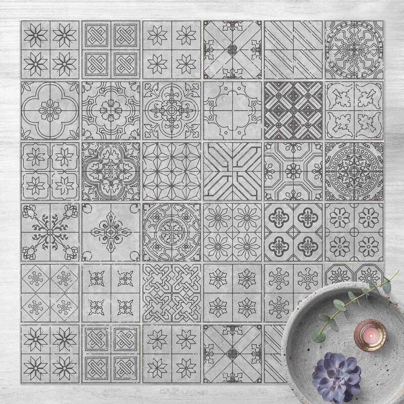 

Alfombras vinílicas - Tile Pattern Coimbra Grey - Cuadrado 1:1 Dimensión LxA: 100cm x 100cm