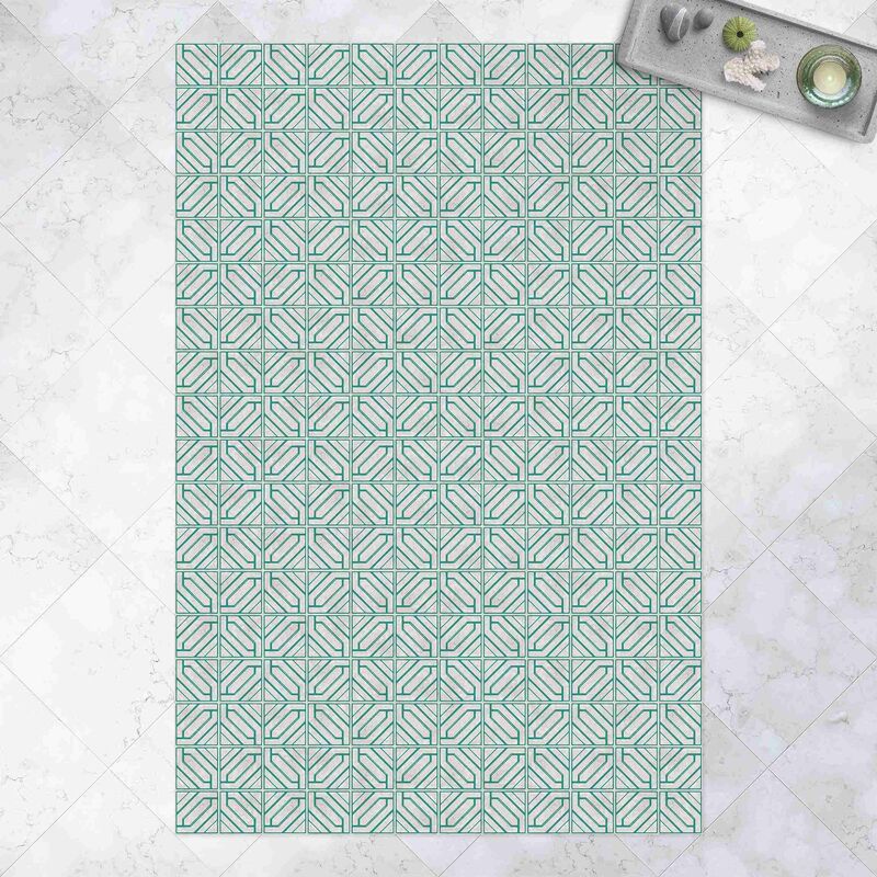 

Alfombras vinílicas - Tile Pattern Rhomboidal Geometry Turquoise - Alto 3:2 Dimensión LxA: 120cm x 80cm