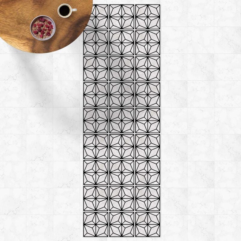 

Alfombras vinílicas - Tile Pattern Star Geometry Black - Panorámico Dimensión LxA: 210cm x 70cm