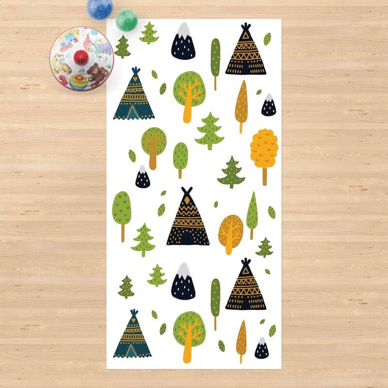 

Alfombras vinílicas - Tipi In The Woods With Mountaintops - Alto 2:1 Dimensión LxA: 120cm x 60cm