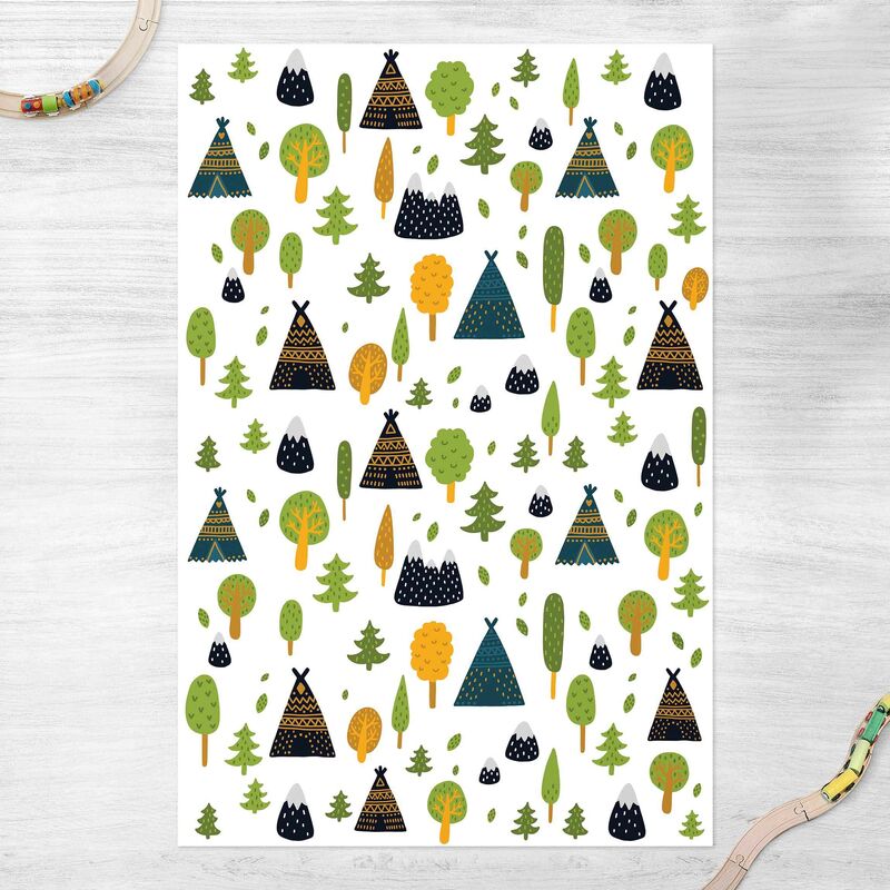 

Alfombras vinílicas - Tipi In The Woods With Mountaintops - Alto 3:2 Dimensión LxA: 120cm x 80cm