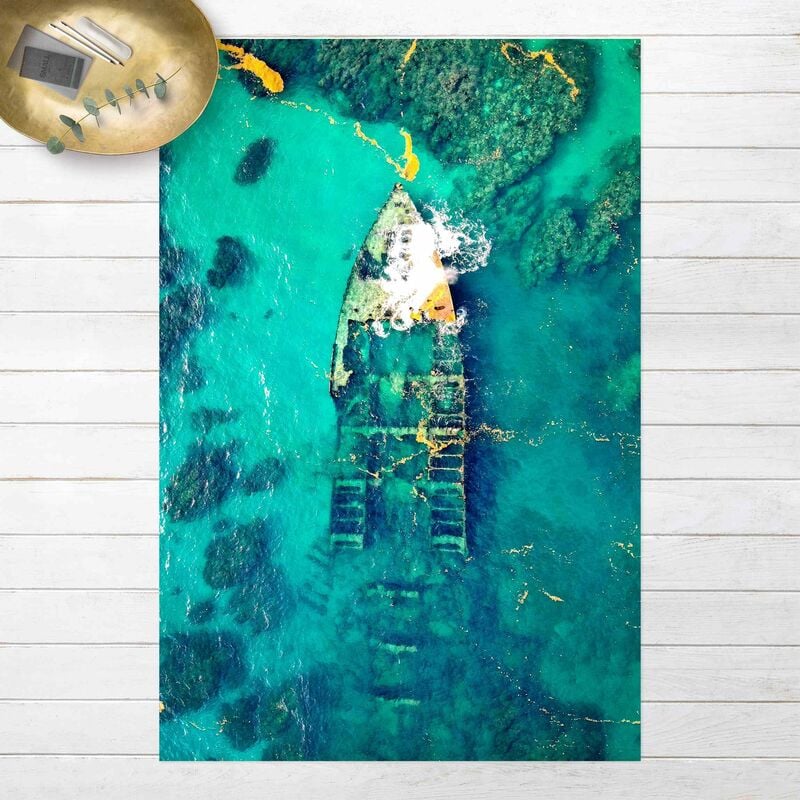 

Alfombras vinílicas - Top View Ship Wreck In The Ocean - Alto 3:2 Dimensión LxA: 120cm x 80cm