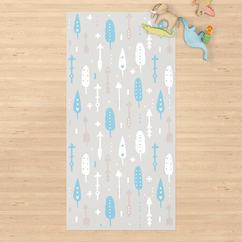 

Alfombras vinílicas - Tribal Arrows With Hearts Blue Grey - Alto 2:1 Dimensión LxA: 280cm x 140cm