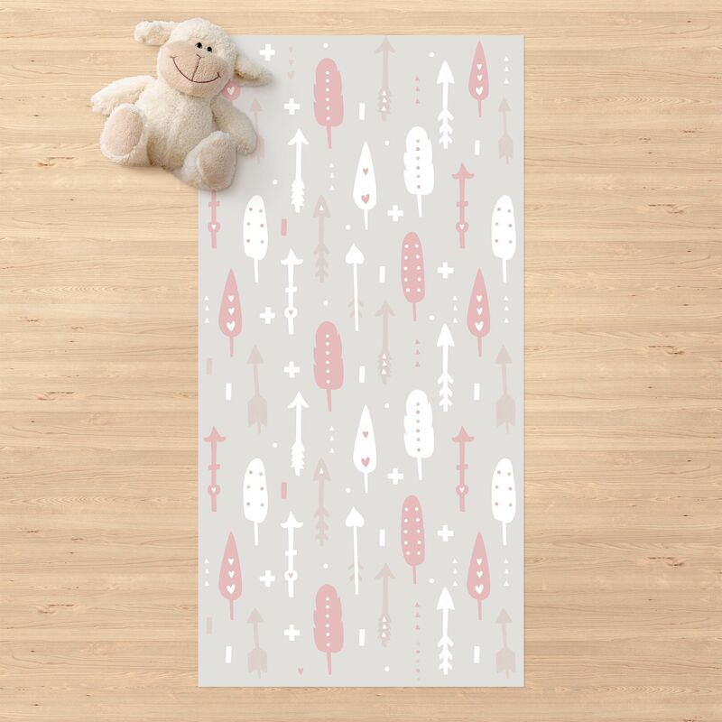

Alfombras vinílicas - Tribal Arrows With Hearts Light PInk Grey - Alto 2:1 Dimensión LxA: 100cm x 50cm