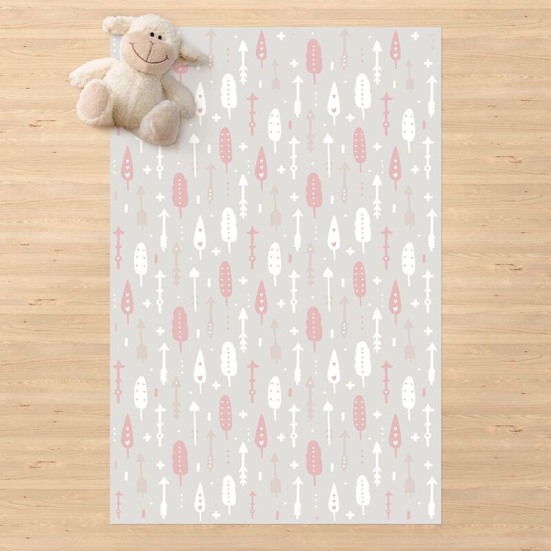 

Alfombras vinílicas - Tribal Arrows With Hearts Light PInk Grey - Alto 3:2 Dimensión LxA: 120cm x 80cm