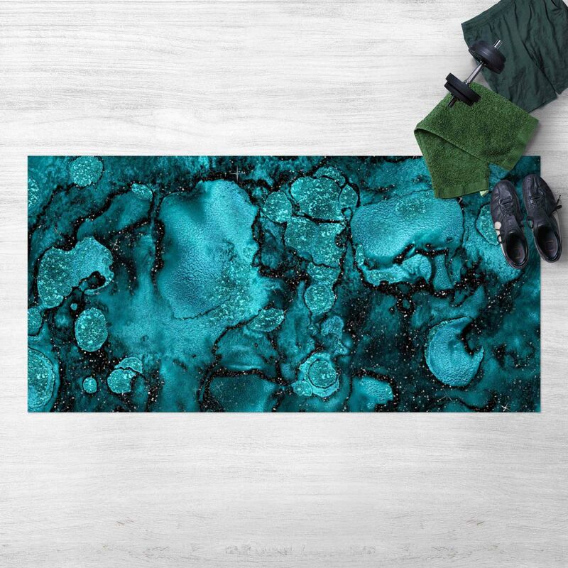 

Alfombras vinílicas - Turquoise Drop With Glitter - Apaisado 1:2 Dimensión LxA: 110cm x 220cm