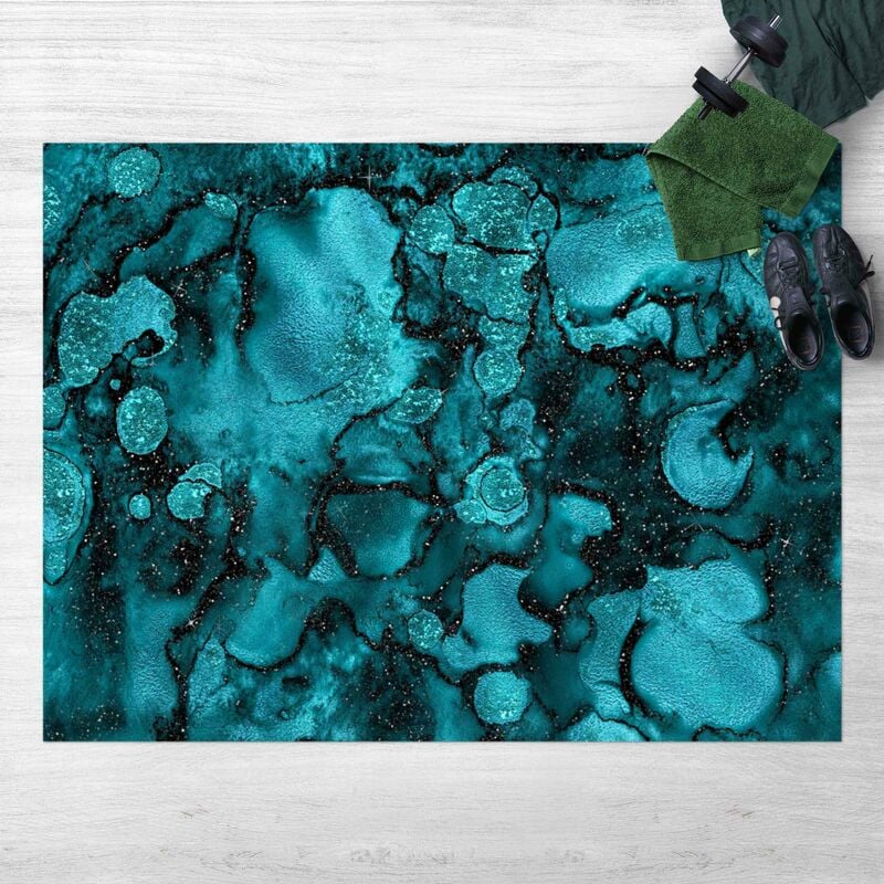 

Alfombras vinílicas - Turquoise Drop With Glitter - Apaisado 3:4 Dimensión LxA: 120cm x 160cm