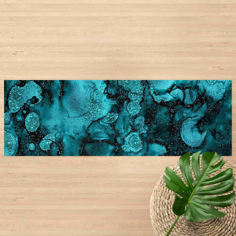 

Alfombras vinílicas - Turquoise Drop With Glitter - Panorama Formato apaisado Dimensión LxA: 100cm x 300cm