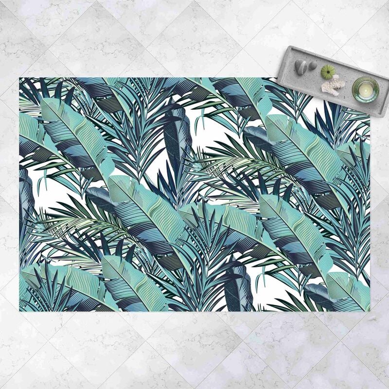 

Alfombras vinílicas - Turquoise Leaves Jungle Pattern - Apaisado 2:3 Dimensión LxA: 140cm x 210cm