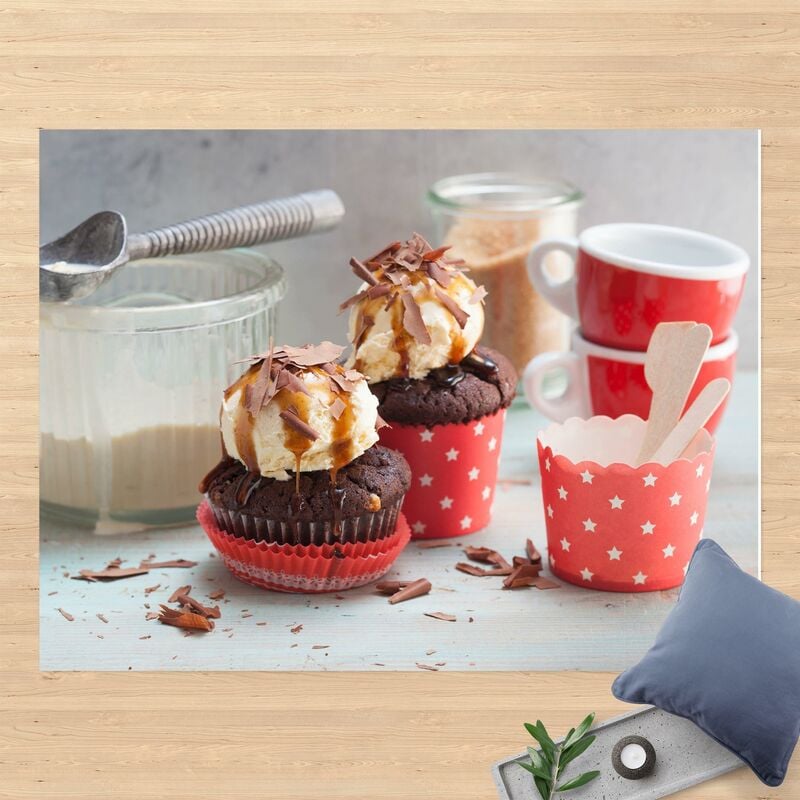 

Alfombras vinílicas - Vintage Cupcakes With Ice Cream - Apaisado 3:4 Dimensión LxA: 60cm x 80cm