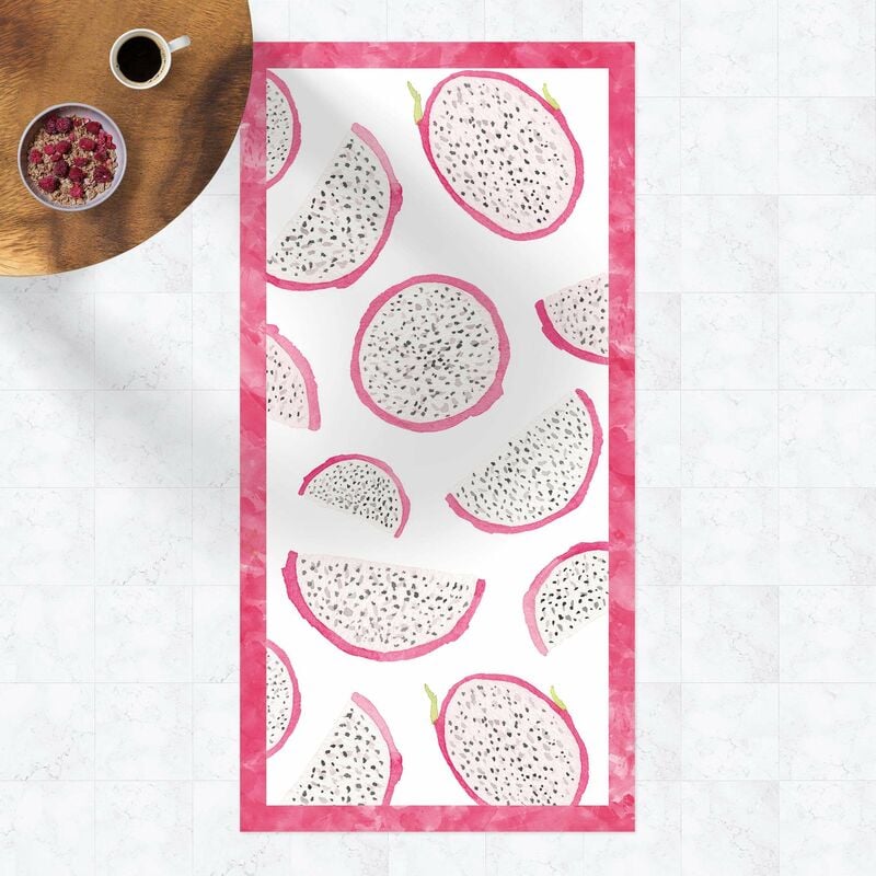 

Alfombras vinílicas - Watercolour Dragon Fruit With Frame - Alto 2:1 Dimensión LxA: 200cm x 100cm