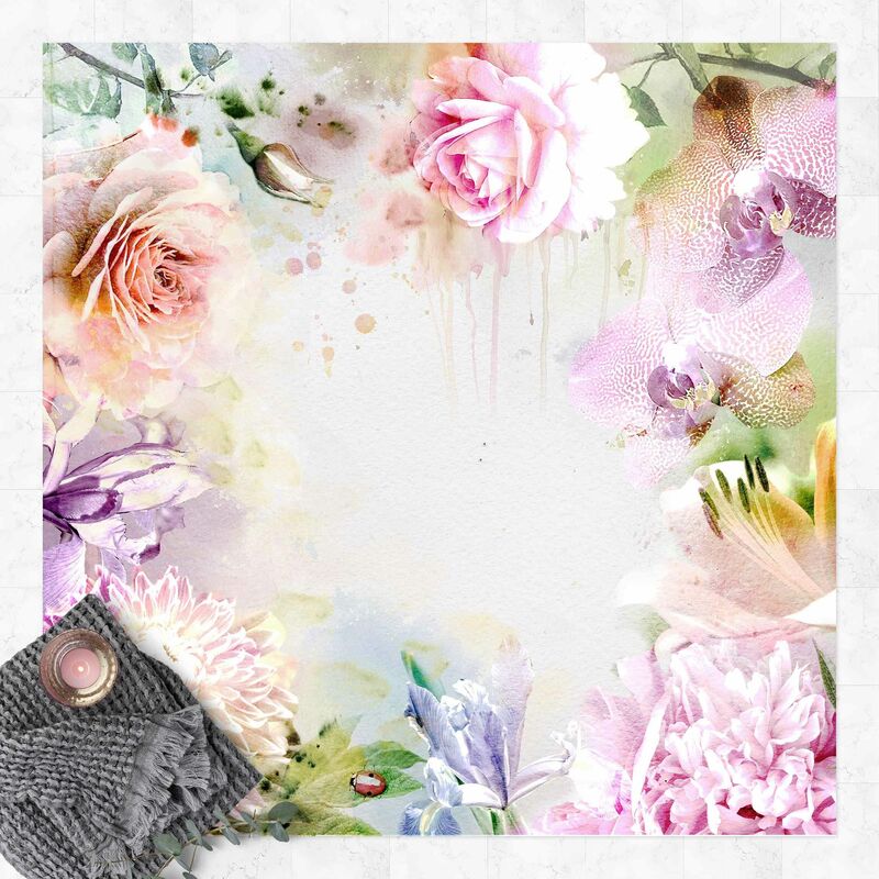 

Bilderwelten - Alfombras vinílicas - Watercolour Flower Mix Pastel - Cuadrado 1:1 Dimensión LxA: 120cm x 120cm
