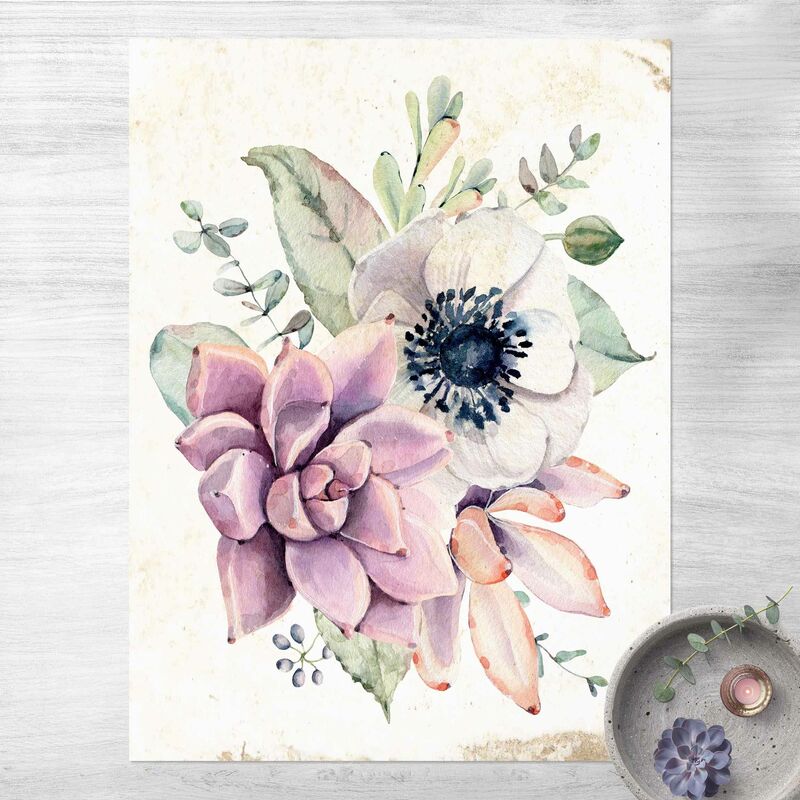 

Alfombras vinílicas - Watercolour Flowers Cottage - Alto 4:3 Dimensión LxA: 60cm x 45cm
