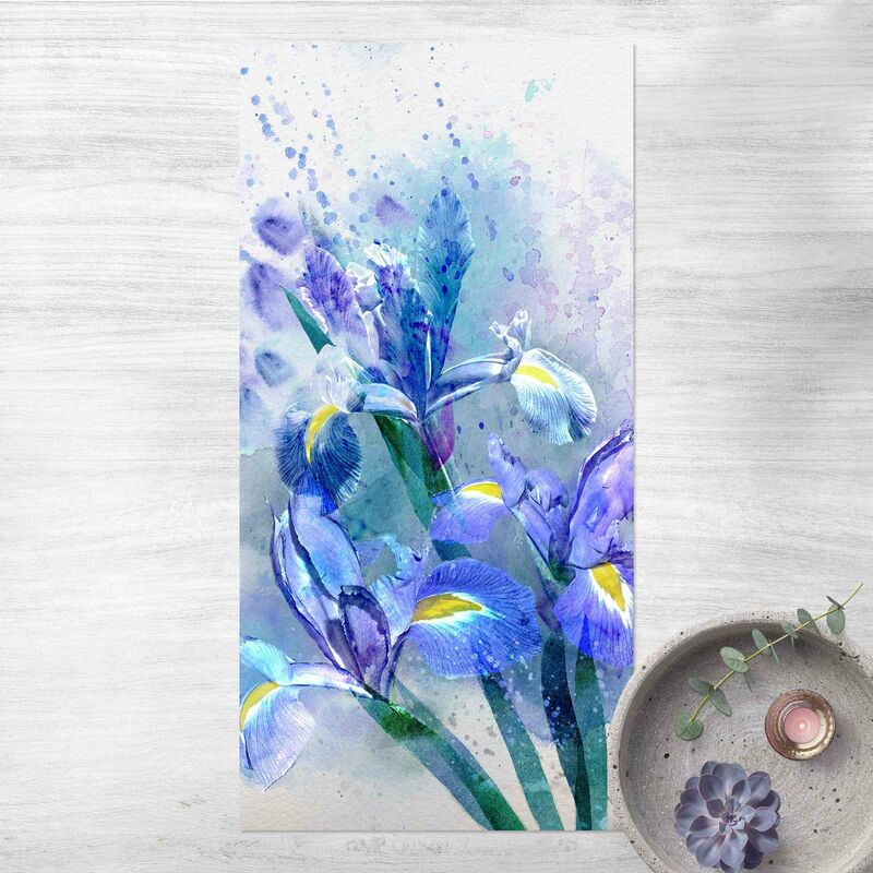 

Alfombras vinílicas - Watercolour FLowers Iris - Alto 2:1 Dimensión LxA: 120cm x 60cm