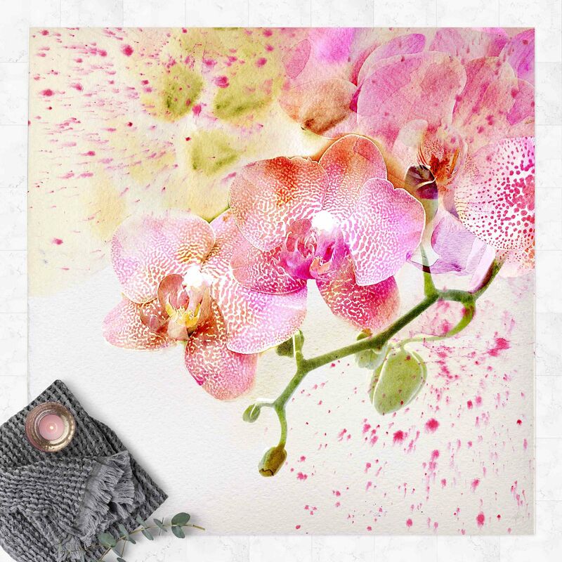 

Alfombras vinílicas - Watercolour Flowers Orchids - Cuadrado 1:1 Dimensión LxA: 80cm x 80cm