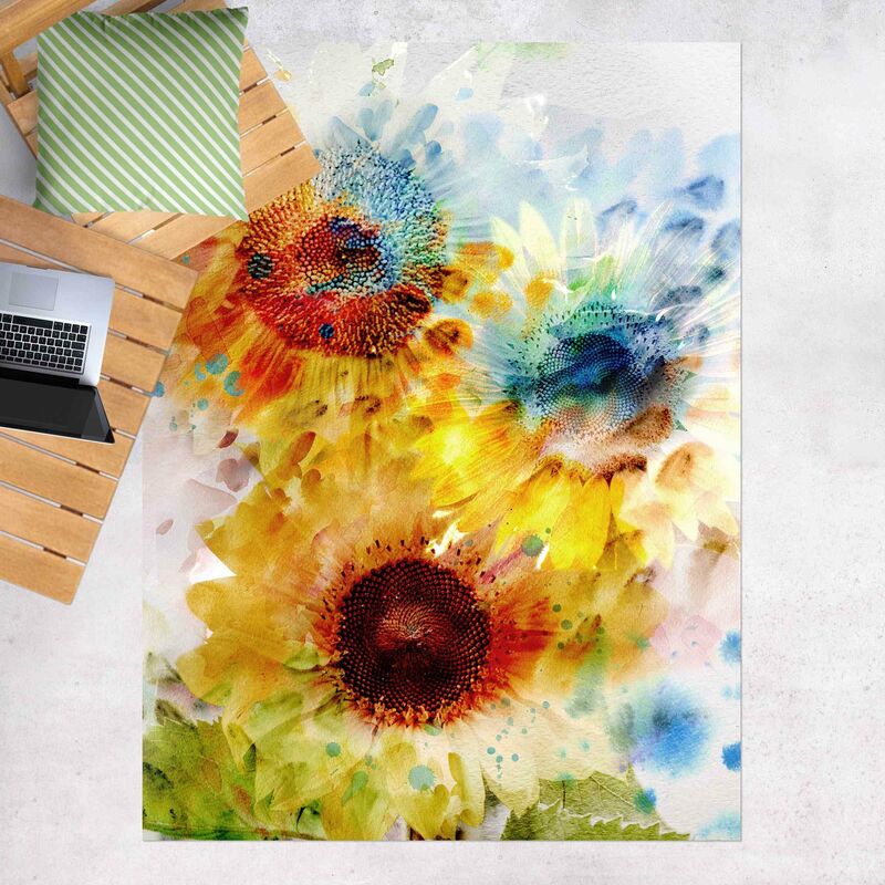 

Alfombras vinílicas - Watercolour Flowers Sunflowers - Alto 4:3 Dimensión LxA: 140cm x 105cm