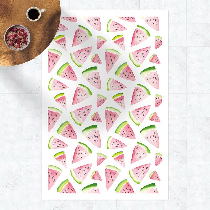 

Alfombras vinílicas - Watercolour Melon Pieces With Frame - Alto 3:2 Dimensión LxA: 60cm x 40cm