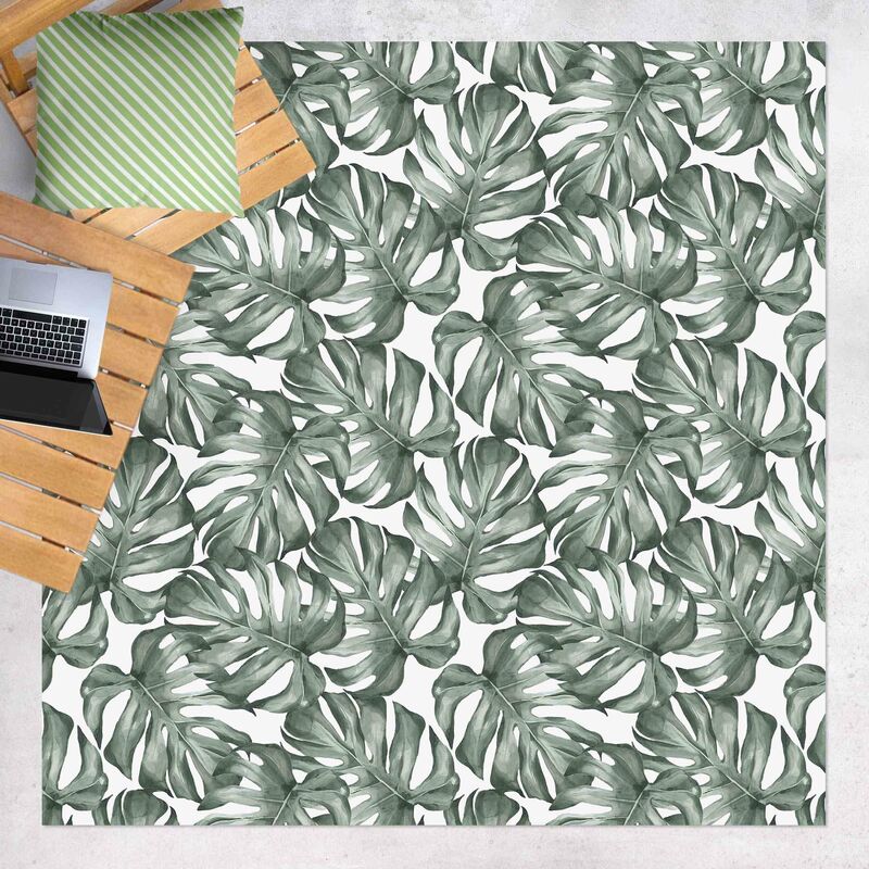 

Bilderwelten - Alfombras vinílicas - Watercolour Monstera Leaves In Green - Cuadrado 1:1 Dimensión LxA: 120cm x 120cm