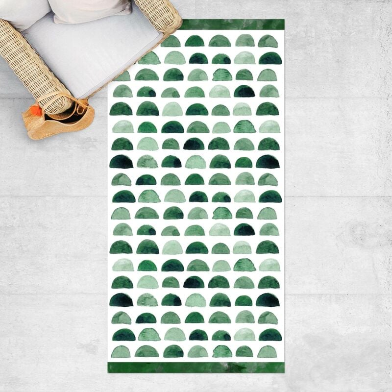 

Alfombras vinílicas - Watercolour Semicircle In Moss Green With Stripes - Alto 2:1 Dimensión LxA: 160cm x 80cm