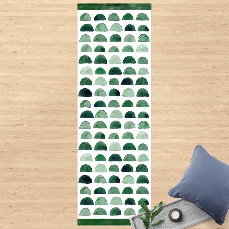 

Alfombras vinílicas - Watercolour Semicircle In Moss Green With Stripes - Panorámico Dimensión LxA: 270cm x 90cm