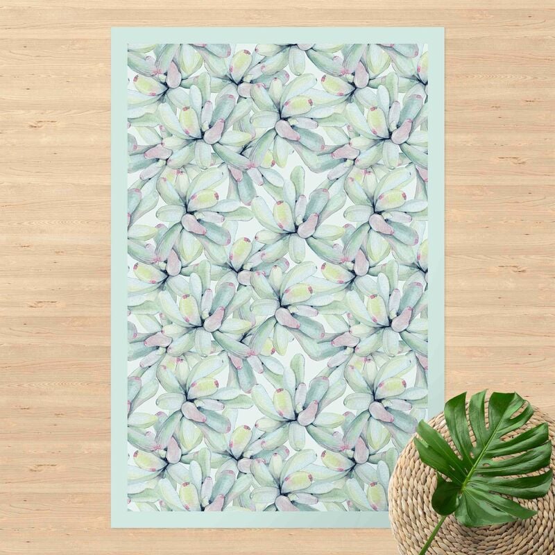 

Alfombras vinílicas - Watercolour Succulent Trumpet Jade With Frame - Alto 3:2 Dimensión LxA: 180cm x 120cm