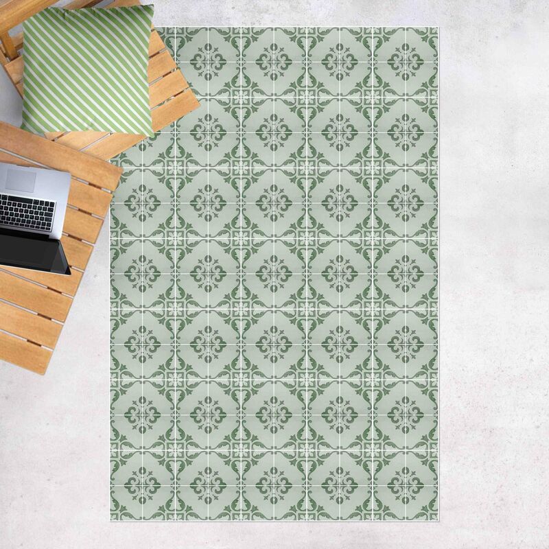 

Alfombras vinílicas - Watercolour Tile Pattern Lagos Emerald Green - Alto 3:2 Dimensión LxA: 210cm x 140cm