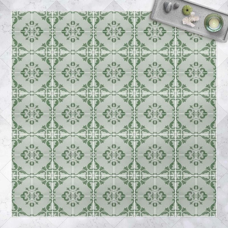 

Bilderwelten - Alfombras vinílicas - Watercolour Tile Pattern Lagos Emerald Green - Cuadrado 1:1 Dimensión LxA: 140cm x 140cm