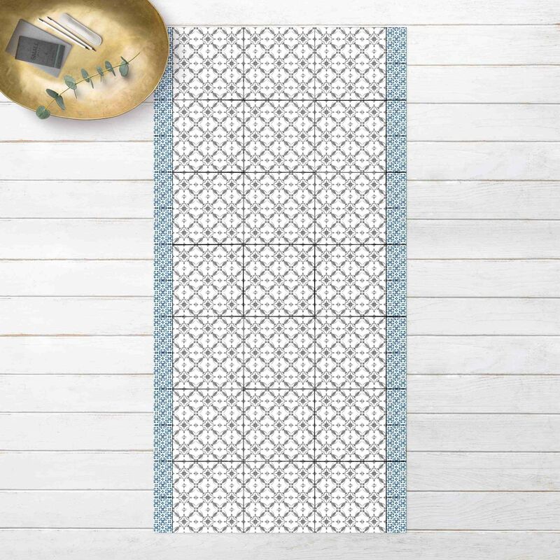 

Bilderwelten - Alfombras vinílicas - Watercolour Tiles Grey Sun Star With Border - Alto 2:1 Dimensión LxA: 200cm x 100cm