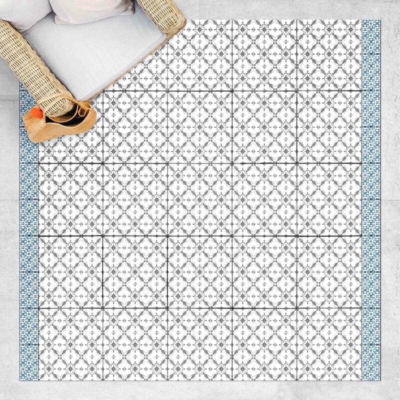 

Bilderwelten - Alfombras vinílicas - Watercolour Tiles Grey Sun Star With Border - Cuadrado 1:1 Dimensión LxA: 140cm x 140cm