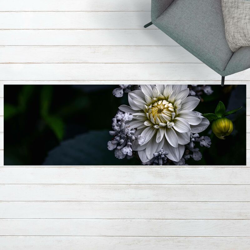 

Alfombras vinílicas - White Dahlia - Panorama Formato apaisado Dimensión LxA: 60cm x 180cm
