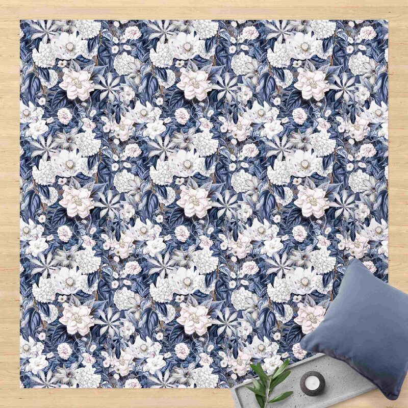 

Bilderwelten - Alfombras vinílicas - White Flowers In Front Of Blue - Cuadrado 1:1 Dimensión LxA: 140cm x 140cm