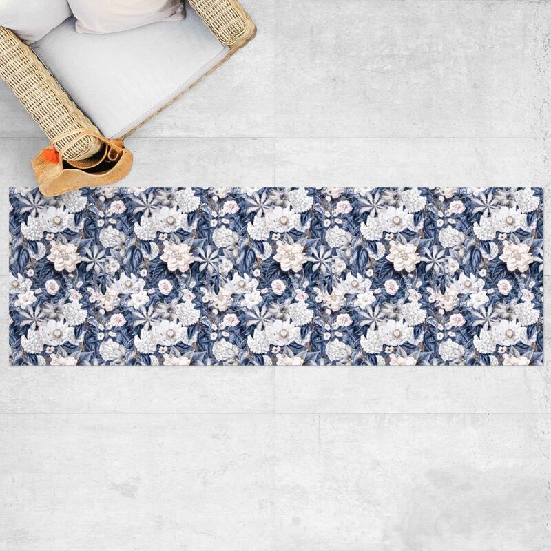 

Alfombras vinílicas - White Flowers In Front Of Blue - Panorama Formato apaisado Dimensión LxA: 60cm x 180cm