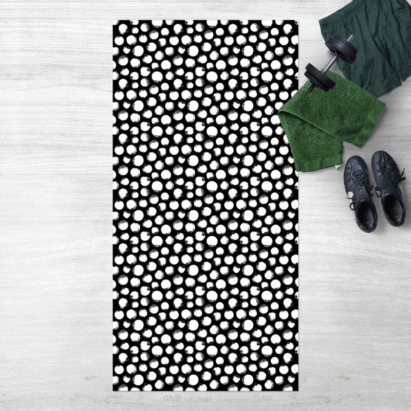 

Alfombras vinílicas - White Ink Polka Dots On Black - Alto 2:1 Dimensión LxA: 200cm x 100cm