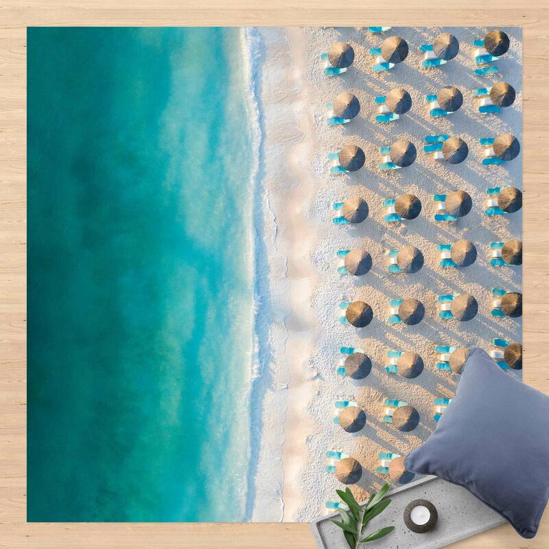 

Bilderwelten - Alfombras vinílicas - White Sandy Beach With Straw Parasols - Cuadrado 1:1 Dimensión LxA: 40cm x 40cm