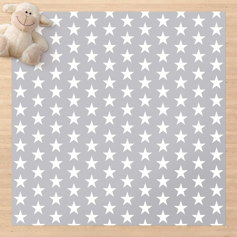 

Bilderwelten - Alfombras vinílicas - White Stars On Gray Background - Cuadrado 1:1 Dimensión LxA: 140cm x 140cm