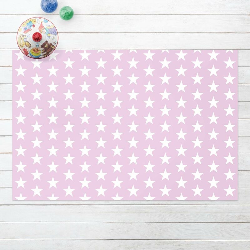 

Alfombras vinílicas - White Stars On Light Pink - Apaisado 2:3 Dimensión LxA: 120cm x 180cm