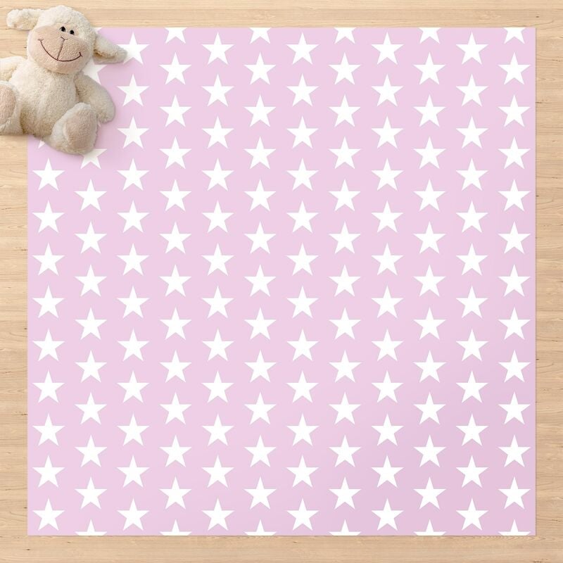 

Alfombras vinílicas - White Stars On Light Pink - Cuadrado 1:1 Dimensión LxA: 80cm x 80cm