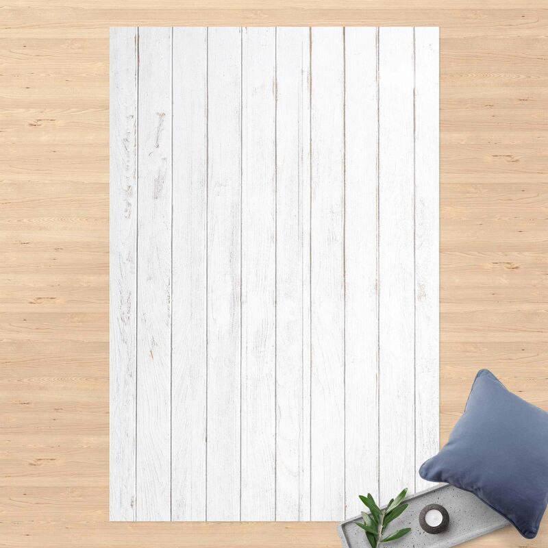 

Alfombras vinílicas - White Wooden Boards Shabby - Alto 3:2 Dimensión LxA: 210cm x 140cm