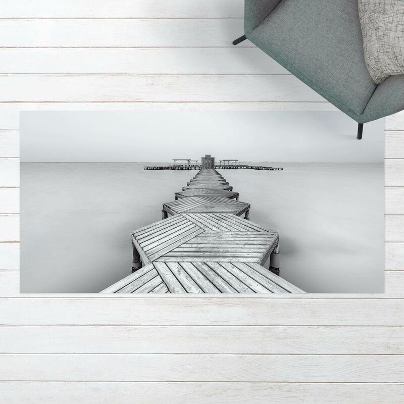 

Bilderwelten - Alfombras vinílicas - Wooden Pier And Black And White - Apaisado 1:2 Dimensión LxA: 130cm x 260cm