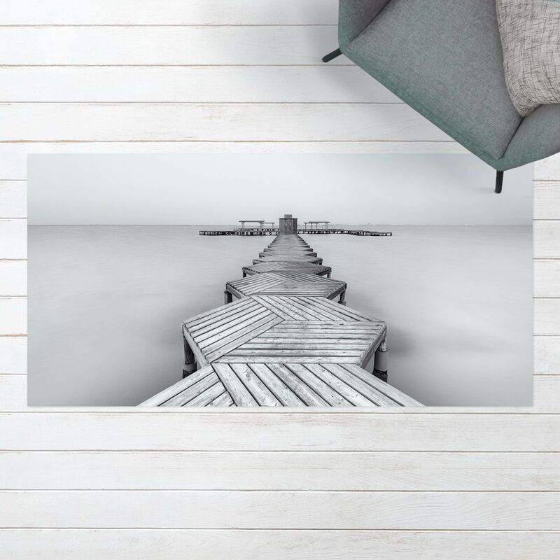 

Bilderwelten - Alfombras vinílicas - Wooden Pier And Black And White - Apaisado 1:2 Dimensión LxA: 140cm x 280cm