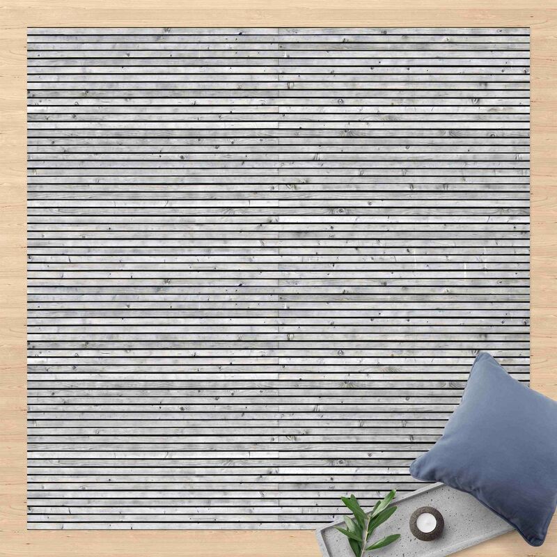 

Bilderwelten - Alfombras vinílicas - Wooden Wall With Narrow Strips Black And White - Cuadrado 1:1 Dimensión LxA: 140cm x 140cm