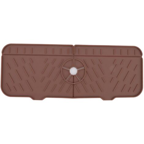 [Alfombrilla absorbente] – Alfombrilla de silicona para fregadero – Reutilizable y lavable – Con orificio de drenaje – Marrón – 37,3 x 14,5 cm